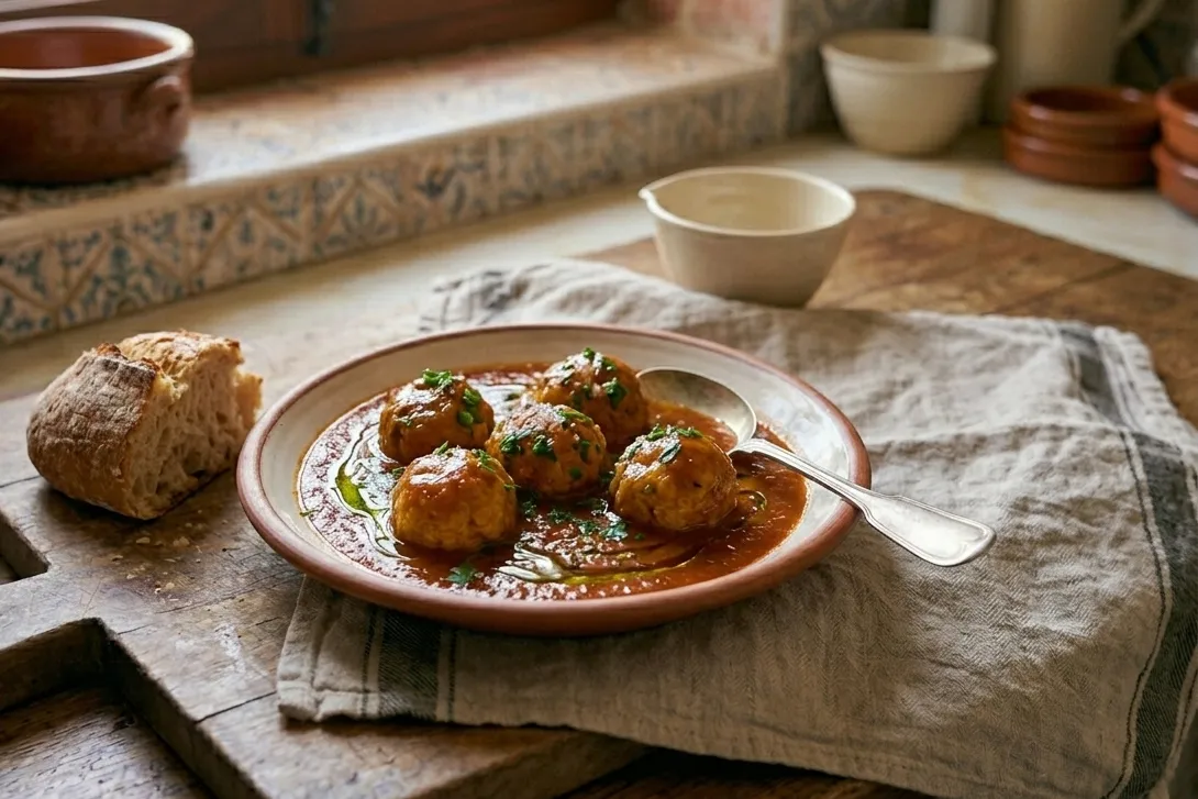 Albóndigas Rezept: Spanische Hackbällchen in Safran-Tomatensauce