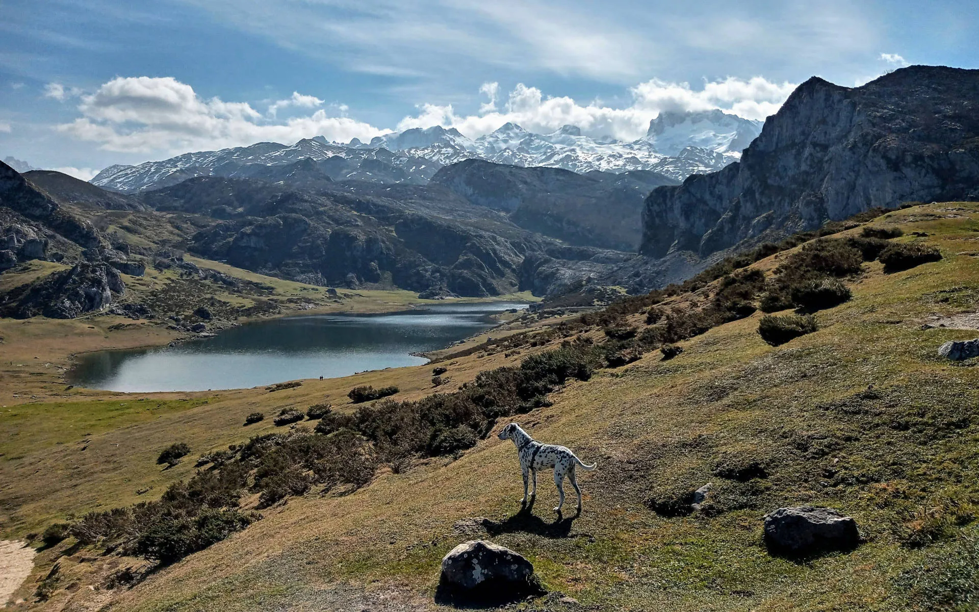 Covadonga See in Asturien mit Bergpanorama