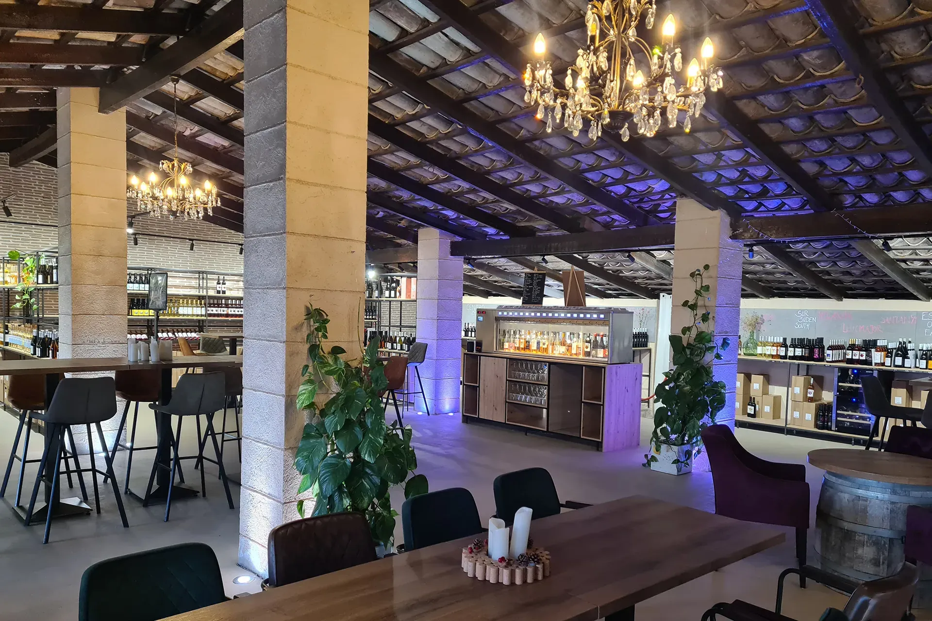 die VInothek von Château Vino de la Isla, Innenansicht