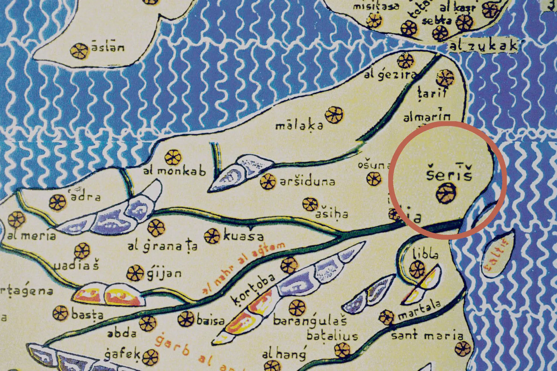 alte Karte Mauren in Spanien Sherry Sherish