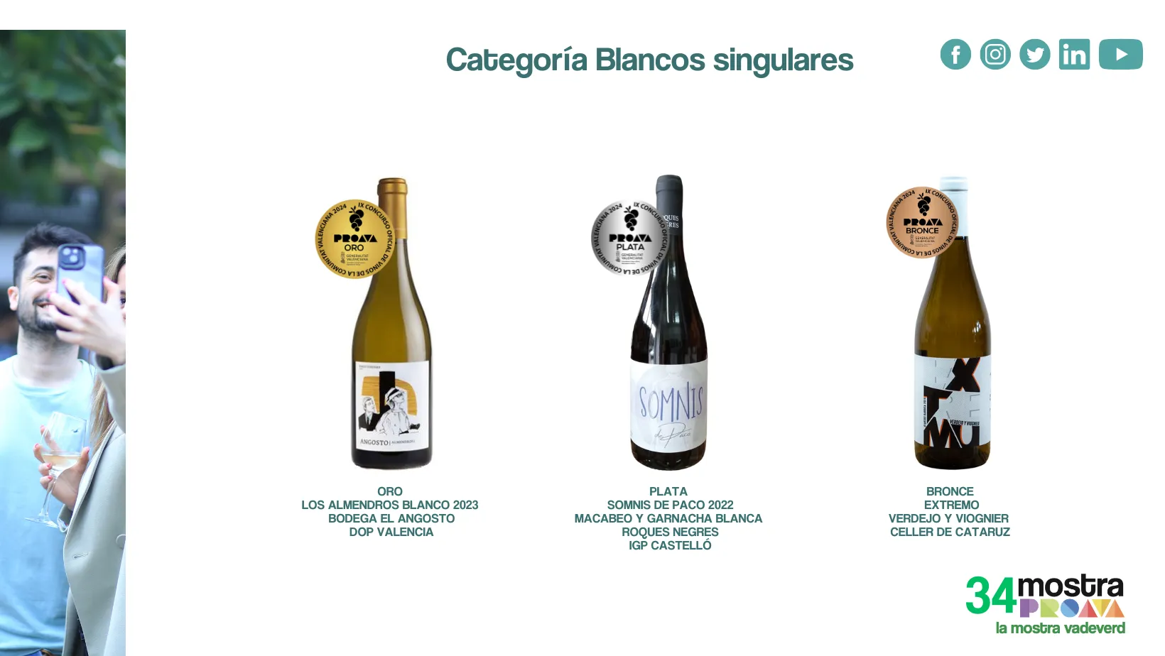 Weinflaschen der Weine, die in der Kategorie besondere Weissweine gewonnen haben in der Comunidad Valencia