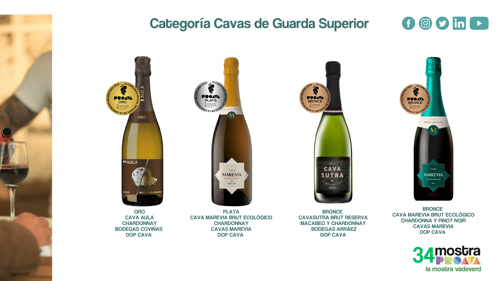 Sektflaschen der Weine, die in der Kategorie Cava de Guarda Superior gewonnen haben in der Comunidad Valencia