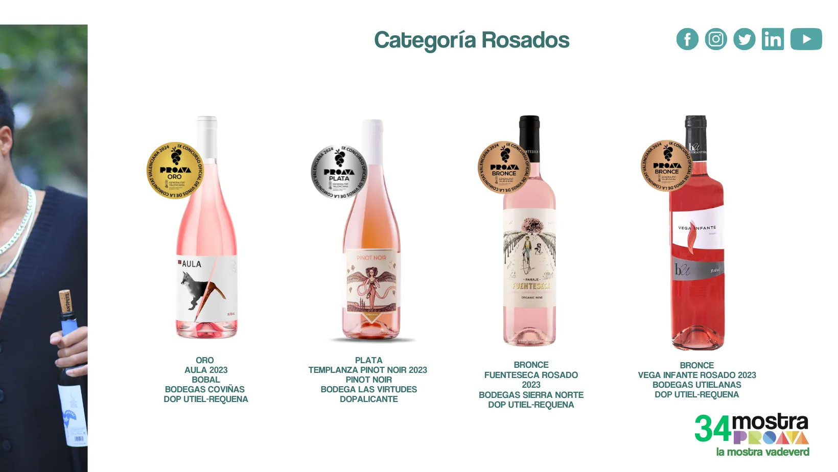 Weinflaschen der Weine, die in der Kategorie Roseweine gewonnen haben in der Comunidad Valencia