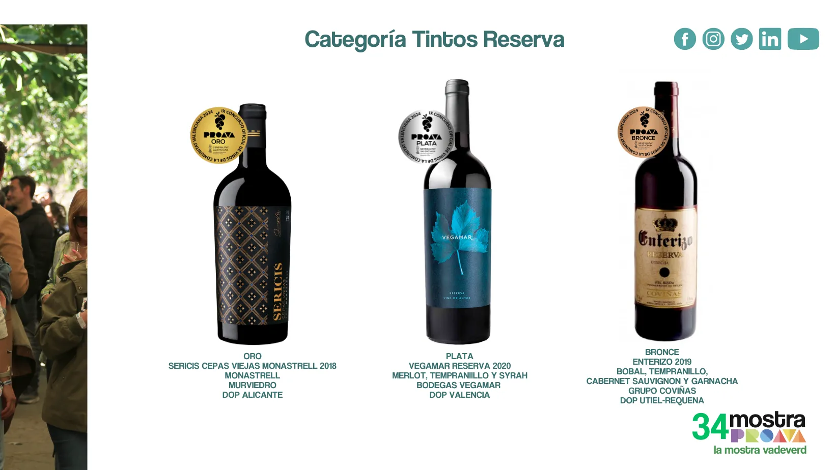 Weinflaschen der Weine, die in der Kategorie Reserva Rotweine gewonnen haben in der Comunidad Valencia