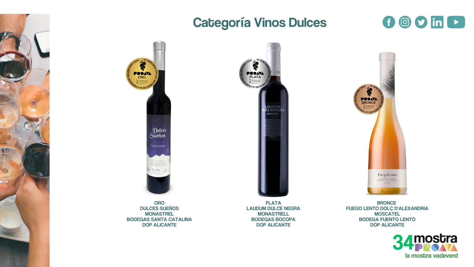 Weinflaschen der Weine, die in der Kategorie Süßweine gewonnen haben in der Comunidad Valencia