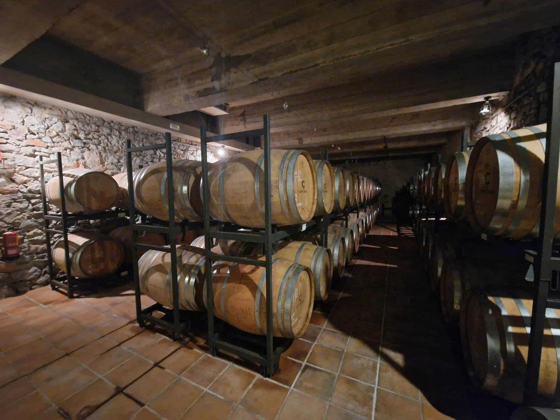 Blick auf den Fassweinkeller des Celler Capcanes