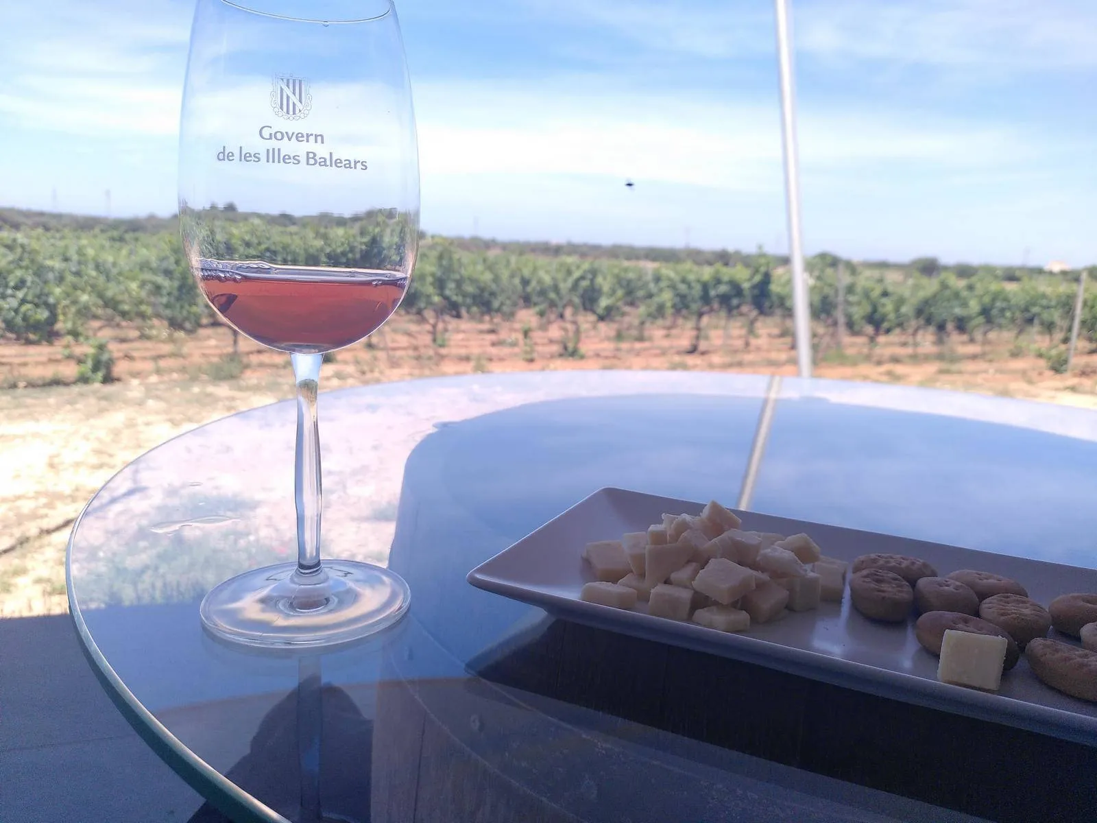 Glas mit Wein aus Menorca